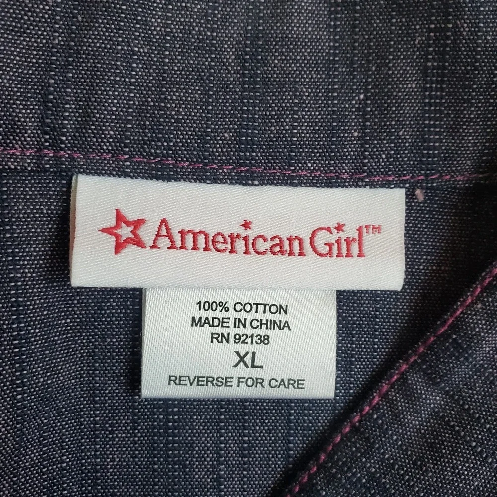 American‎ Girl On The Go Denim Jean Jacket Full Zip Pockets Button XL